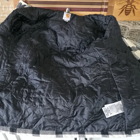 Carhartt Black & White Plaid Hooded Work Jacket - Picture 5 of 6